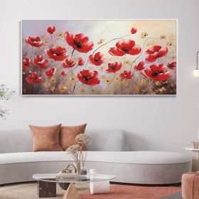 Hand Painted Abstract Red Flower Oil Painting Blooming Flower Texture Wall Art Beautiful Plants Elegant Home Decor Romantic Birthday Gift (style: 1, size: 100x200cm)