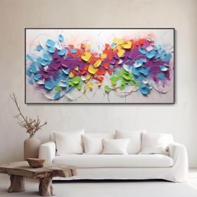 Handmade Oil Painting Abstract Colorful Geometric Texture Oil On Canvas Palette Knife Painting Modern Living Room Background Wall Deco Customized Nich (style: 1, size: 40x80cm)