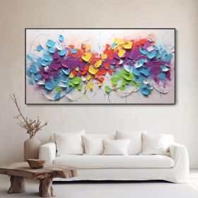 Handmade Oil Painting Abstract Colorful Geometric Texture Oil On Canvas Palette Knife Painting Modern Living Room Background Wall Deco Customized Nich (style: 1, size: 60x120cm)