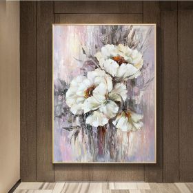 Hand Painted Large White Flower Painting Wildflower Oil Painting Modern Botanical Art Dining Room Decor Luxury Oversize Painting Extra Large Abstract (style: 1, size: 60X90cm)