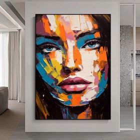 Handmade Oil Painting Extra Large Face Abstract Painting Palette Knife Textured Painting Colors Abstract Wall Art Modern Abstract Canvas Large Acrylic (style: 1, size: 90x130cm)