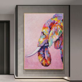 Handmade Oil Painting Abstract Animal Painting Original Impressionist Palette Knife Elephant Oil Painting On Canvas- Contemporary Multi-Colored Animal (style: 1, size: 90x130cm)