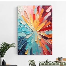 Handmade Oil Painting Large Textured Floral Wall Art Boho Wall Decor Rainbow Oil Painting Original Painting Neon Colorful Flower Petals Abstract Wall (style: 1, size: 90x130cm)