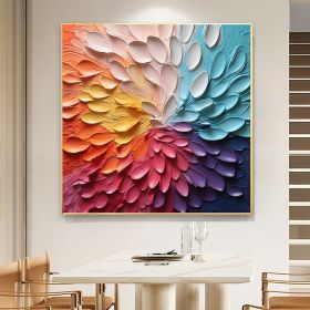 Hand Painted Original Textured Flower Oil Painting On Canvas Large Wall Art Abstract Minimalist Art Custom Painting Colorful Wall Art Decor Living Roo (style: 1, size: 50x50cm)