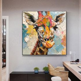 Hand Painted Giraffe Original Oil Painting African Animals Painting Original Wall Art Wild Animals Acrylic Art Impasto Textured Artwork Gifts For Kids (style: 1, size: 50x50cm)