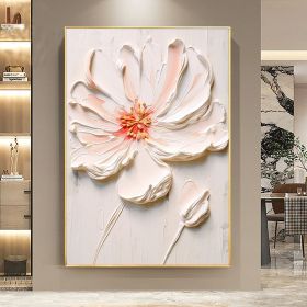 Hand Painted Original White Pink Flower Oil Painting On Canvas Texture Flower Painting Abstract Pink Flower Ar Custom Painting Living Room Wall Decor (style: 1, size: 60X90cm)