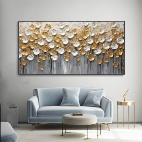 Original Gold Floral Abstract Handmade Oil Painting Designer Limited Gold Leaf Painting Modern Light Luxury Canvas Wall Art Room Wall Home Decor Gift (style: 1, size: 80x160cm)