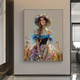 Hand Painted Original Beautiful Women Oil Painting On Canvas Abstract Figure Painting Colorful Wall Art Modern Flower Art Painting Living Room Wall De (style: 1, size: 60X90cm)