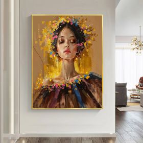 Hand Painted Colorful Abstract Woman Portrait Oil Painting On Canvas Original Textured Painting Modern Gold Wall Art Living Room Wall Decor Personaliz (style: 1, size: 140x210cm)