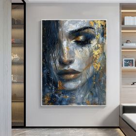 Hand Painted Abstract Beautiful Girl Face Oil Painting On Canvas Large Wall Art Original Portrait Art Custom Figure Painting Bedroom Wall Decor Gift F (style: 1, size: 50X70cm)