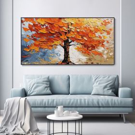 Handmade Oil Painting Autumn Tree Painting On Canvas Richly Textured Autumn Leaves Canvas Wall Art Impressionist Maple Tree Autumn Wall Decor Bedroom (style: 1, size: 150x100cm)