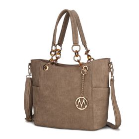 MKF Collection Rylee Vegan Leather Women Tote Handbag by Mia k (Material: Polycarbonate, Color: Taupe)