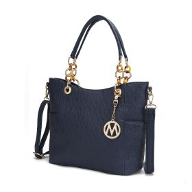 MKF Collection Rylee Vegan Leather Women Tote Handbag by Mia k (Material: Polycarbonate, Color: Navy)