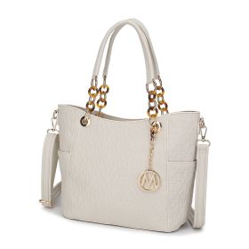 MKF Collection Rylee Vegan Leather Women Tote Handbag by Mia k (Material: Polycarbonate, Color: Beige)