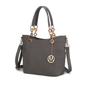 MKF Collection Rylee Vegan Leather Women Tote Handbag by Mia k (Material: Polycarbonate, Color: Grey)