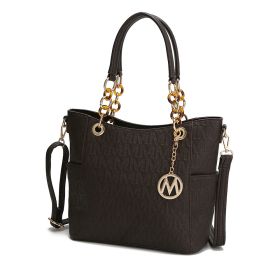 MKF Collection Rylee Vegan Leather Women Tote Handbag by Mia k (Material: Polycarbonate, Color: Chocolate)