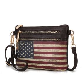 MKF Collection Alisson Vegan Leather Women FLAG Crossbody-Wristlet Bag by Mia K (Material: Vegan Leather, Color: Chocolate)