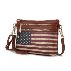 MKF Collection Alisson Vegan Leather Women FLAG Crossbody-Wristlet Bag by Mia K (Material: Vegan Leather, Color: Tan)