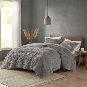 Ruched Fur Down Alternative Comforter Set (Color: as Pic)