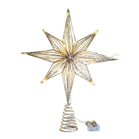 LED Star Christmas Tree Toppers Christmas Decoration String Ornament New Year (Varient: Gold (25cm))