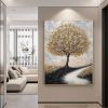 Hand Painted Oil Painting Abstract Tree Landscape Oil Painting On Canvas Original Tree Canva Wall Art Textured Wall Art Custom Acrylic Painting Living