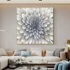 Handmade Oil Painting Original Abstract Flower oil Painting on Canvas Silver Texture Acrylic Painting Modern Floral Art Bedroom Home Decor Wall Art