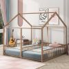 Metal Twin Size House Platform Beds, Two Shared Beds