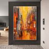 Hand Painted Oil Painting Original Cityscape Oil Painting on Canvas Abstract Urban Scenery Painting Living room Wall Decor Sunset Art Decor Large Mode