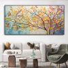 Hand Painted Oil Painting Large Colorful Tree Wall Art Boho Canvas Oil Painting Colorful Leaf Texture Palette Knife Art Contemporary Art Abstract Text