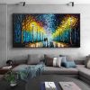 Hand Oil Pianting Abstract Romantic City Landscape Oil Painting On Canvas Large Wall Art Hand Painted Colorful Tree Painting Modern Wall Decor