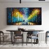 Hand Oil Pianting Abstract Romantic City Landscape Oil Painting On Canvas Large Wall Art Hand Painted Colorful Tree Painting Modern Wall Decor