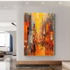 Hand Painted Oil Painting Original Cityscape Oil Painting on Canvas Abstract Urban Scenery Painting Living room Wall Decor Sunset Art Decor Large Mode