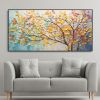 Hand Painted Oil Painting Large Colorful Tree Wall Art Boho Canvas Oil Painting Colorful Leaf Texture Palette Knife Art Contemporary Art Abstract Text