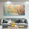 Hand Painted Oil Painting Large Colorful Tree Wall Art Boho Canvas Oil Painting Colorful Leaf Texture Palette Knife Art Contemporary Art Abstract Text