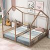 Metal Twin Size House Platform Beds, Two Shared Beds