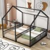 Metal Twin Size House Platform Beds, Two Shared Beds