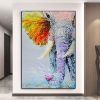 Handmade Oil Painting Canvas Wall Art Decoration Modern Animal Colourful Elephant Home Entryway Living Room Bedroom Luxurious Decoration Painting