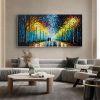 Hand Oil Pianting Abstract Romantic City Landscape Oil Painting On Canvas Large Wall Art Hand Painted Colorful Tree Painting Modern Wall Decor