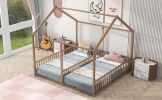 Metal Twin Size House Platform Beds, Two Shared Beds