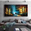 Hand Oil Pianting Abstract Romantic City Landscape Oil Painting On Canvas Large Wall Art Hand Painted Colorful Tree Painting Modern Wall Decor