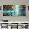 Hand Oil Pianting Abstract Romantic City Landscape Oil Painting On Canvas Large Wall Art Hand Painted Colorful Tree Painting Modern Wall Decor