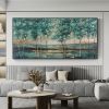 Hand Painted Oil Painting Green Forest Painting on Canvas Abstract Gold Foil Oil Painting Trees Landscape Nature Textured Acrylic Painting Large Wall