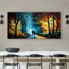 Hand Oil Pianting Abstract Romantic City Landscape Oil Painting On Canvas Large Wall Art Hand Painted Colorful Tree Painting Modern Wall Decor