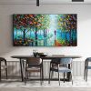 Hand Oil Pianting Abstract Romantic City Landscape Oil Painting On Canvas Large Wall Art Hand Painted Colorful Tree Painting Modern Wall Decor