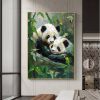 Hand Painted Oil Painting Original Panda Oil Painting on Canvas Large Textured Wall Art Abstract Nature Art Custom Animal Painting Modern Living room