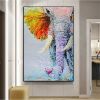 Handmade Oil Painting Canvas Wall Art Decoration Modern Animal Colourful Elephant Home Entryway Living Room Bedroom Luxurious Decoration Painting