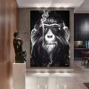 Oil Painting Handmade Hand Painted Wall Art Pop Cartoon Lion Animal Home Entryway Living Room Bedroom Luxurious Decoration Painting