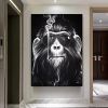 Oil Painting Handmade Hand Painted Wall Art Pop Cartoon Lion Animal Home Entryway Living Room Bedroom Luxurious Decoration Painting