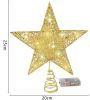 Iron Glitter Powder Christmas Tree Ornaments Top Stars with LED Light Lamp Christmas Decorations For Home Xmas Trees